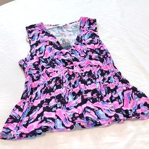 Sofia Jean   New. Floral Cute Ruffle Tank Top .Size Medium  .8-10
